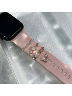 4pcs Sparkling Butterfly & Flower Watch Band Accessories - Rhinestone Ring Loops & Nails Studs Charms - Fashionable Decor Compatible With Apple Watch, Adorable Stylish Upgrade Rose Gold    Zinc Alloy  Watch Accessories   Watch Accessories & Tools, size features are:Bust: ,Length: ,Sleeve Length: Apple Watch Charms, Apple Watch Accessories Bands, Flower Watch, Studded Nails, Apple Watch Accessories, Gold Collar, Rhinestone Ring, Watch Accessories, Butterfly Flowers