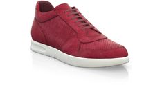 Men`s Sneakers are handcrafted by individual order. Upper material is made by suede. Insole and lining materials - leather. Your new shoes will be handcrafted especially for you and delivered for free to your home or office in 1-2 weeks. Included option for free return and remake if the shoes do not fit.Only now all this is available at an exclusive price of $215.00.Proceed with you order now. Casual Low-top Leather Shoes With Red Sole, Red Suede Sneakers With Rubber Sole, Casual Red Leather Shoes With Stitched Sole, Sporty Red Suede Custom Sneakers, Red Sporty Custom Suede Sneakers, Red Suede Sporty Custom Sneakers, Casual Red Leather Shoes With Textured Sole, Casual Red Suede Sneakers, Leather Burgundy Sneakers With Rubber Sole