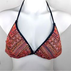 Nwot- Never Worn Urban Outfitters Multi-Color Bead And Embroidery String Bikini Swimsuit Top No Size Tag - Estimate Large Multi-Color Embroidery And Bohemian Design With Seed Beading Throughout Both Measure 9” Wide By 9” (Top Of Triangle To Strap) Padded Cups (Measurements Are Flat Lay And Approximate) Offers Welcome Smoke/Pet Free Beaded Swimwear With Triangle Top For Pool, Beaded Triangle Top Swimwear For Pool, Beaded Swimwear For Poolside And Beach Season, Embellished Halter Neck Top For Summer, Beaded Triangle Top Swimwear For Vacation, Summer Beaded Swimwear For Pool, Beaded Swimwear For Summer Pool Occasions, Beaded Swimwear For Summer Pool, Beaded Swimwear For Beach Season