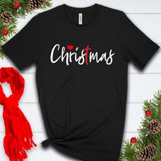 ChirsTmas graphic t-shirt! The material is lightweight and soft - it's so comfortable to wear all season long! COTTON BLEND - - Solid Colors: 4.2-ounce, 100% Airlume combed and ring spun cotton, 32 singles - Heather Colors: CVC/Solid CVC Blend Colors: 52/48 Airlume combed and ring spun cotton/poly - Athletic Heather: 4.2-ounce, 90/10 Airlume combed and ring spun cotton/poly, 32 singles LAUNDERING - To keep your shirt's design as beautiful as possible, we do recommend washing this garment inside Htv Projects, Taylor Swift Shirts, Movie Watching, From Movie, Cream Shirt, Christmas Graphic, Brand Clothes, Christmas Lovers, Christmas Canvas