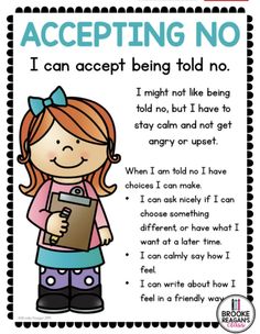 Accepting No Social Story, Self Help Activities For Toddlers, Accepting No, Sel Kindergarten Activities, Accepting No Activities For Kids, Social Skills Worksheets, Social Skills Lessons, Radical Acceptance