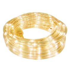 a gold colored wire with white lights on it