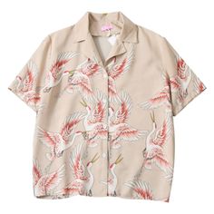 Harajuku retro crane printed short-sleeved shirt sold by Harajuku Fashion Style on Storenvy Alien Photo, Hawiian Shirts, Mens Spring Fashion, 90s Fashion Outfits, Weird Shirts, Shirt Png, Bowling Shirts, Hawaii Shirt, Harajuku Fashion