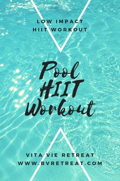 the text pool hit workout on top of an image of blue water with white lines