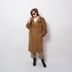 "MaxMara Coat, with original monogram lining. Absolutely soft perfect wool coat. era 90s Very Good Condition m e a s u r e m e n t s (taken while the item is lying flat): Shoulder: 19.7\"/ 50 cm around armpits: 51.2\" / 130 cm waist: 48.8\"/ 124 cm hips: 44.9\" / 114 cm Length 44.9\" / 114 cm Sleeves Length 22.8\" / 58 cm Model is 170 cm or 5.5 feet tall, wears size available. We Offer: * Worldwide Shipping * Free Tracking Number * Free Gift Wrapping * Helpful Customer Service ---------------- * Max Mara Coat Outfit, Maxmara Coat, Black Duster Coat, Oversized Overcoat, Linen Nightgown, Brown Wool Coat, Green Wool Coat, Max Mara Coat, Alpaca Coat