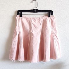 Free People Pink Skirt Size 10 Side Zipper Distressed Hem Inverted Pleats Brand New Highest Point Of Waist: 30 Inches Length: 17 Inches (A) Fitted Pleated Denim Skirt For Spring, Fitted A-line Tennis Skirt For Spring, Pink Mini Denim Skirt For Spring, Fitted A-line Skort For Spring, Spring Fitted Flared Mini Skirt, Spring Fitted A-line Pleated Skirt, Spring Relaxed Mini Skirt, Spring Pink Cotton Pleated Skirt, Pink Cotton Pleated Skirt For Spring