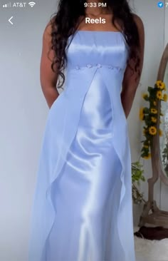 Sold march 5 Princess Tiana Prom Dress Blue, Blue Cottagecore Prom Dress, Ethereal Dress Blue, Couqutte Prom Dress, Simple Etheral Blue Dress, Elegant Fashion Wear, Satin Prom Dress, March 5