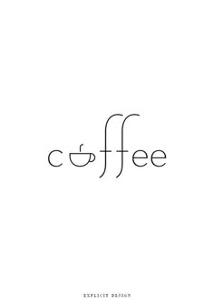 the word coffee is written in cursive font on a white background with black ink