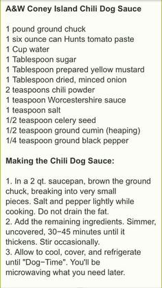 a recipe for making the best hot dog sauce