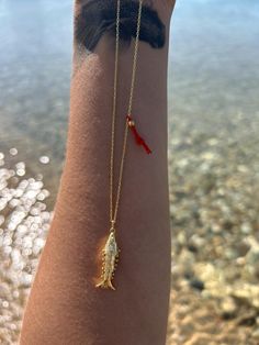 Handmade by Koï Design Handmade Fish-shaped Jewelry Gift, Red Fish-shaped Jewelry Gift, Goldfish Necklace, Tiny Fish Necklace, Elegant Yellow Gold Fish Shaped Necklace, Fish Necklace Gold, Gold Fish Necklace, Fish-shaped Charms Necklace Gift, Sterling Silver Fish-shaped Necklace With Lobster Clasp