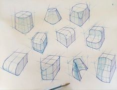 sketches of different shapes and sizes on a piece of paper