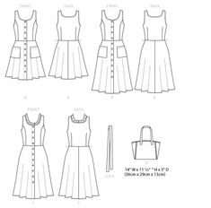 the sewing pattern for a dress with buttons