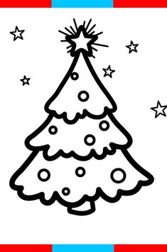 a black and white christmas tree with stars