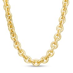 Enhance your everyday look with this classic and chic 14K gold rolo chain link necklace from the Made in Italy Collection, an effortless stylish choice you'll turn to often. Crafted in 14K gold This 3.0mm-wide hollow rolo chain link necklace completes your daytime or evening attire. Great worn alone or layered with your other favorite chains or necklaces to create a unique fashion statement. The 18.0-inch necklace secures with a lobster claw clasp. Classic Rolo Chain Necklace With Oval Link, Classic Oval Link Rolo Chain Necklace, Luxury Rolo Chain Necklace With Link Shape, Formal Rolo Chain Necklace With Oval Link, Classic Oval Rolo Chain Necklace, Formal Oval Link Rolo Chain Necklace, Luxury Rolo Chain Link Necklace, Classic Rolo Chain Necklace, Classic Gold Rolo Chain Necklace