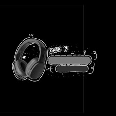 a pair of headphones sitting next to each other on a black background with the words dark 3 below it