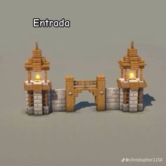 an image of a set of gates made out of wood and stone with the caption entrado