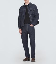 Find LORO PIANA Neive Denim Jacket on Editorialist. Material: 100% cotton. Care instructions: hand wash. Made in Italy. Designer color name: Surge Blue. Closure: buttoned front. Pockets: flap chest pockets. Denim jacket. Loro Piana Men, Cashmere Jacket, Twill Jacket, Sand Beige, Loro Piana, Mens Outerwear, Cotton Jacket, Blue Jacket, Green Jacket