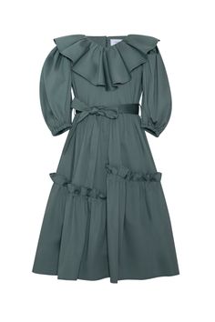 The adorable cotton maxi dress from Paade Mode is accented with a large ruffled trim around the neck and cute ruffled details on the skirt. It has ballon sleeves, an A-line skirt, and a self-tied waistband. The maxi length adds an elegant touch, while the flattering silhouette makes it more suitable for special occasions as well #PaadeMode #Maxidress #Kidsfashion