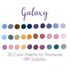 the color palette for galaxy is shown in different shades