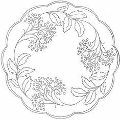 a circular frame with leaves and berries on the edges is outlined in black ink against a white background