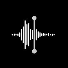 an audio wave on a black background with white lines and dots in the middle,