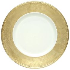 a white and gold plate on a white background