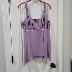 Nwt A. Byer Amethyst Handkerchief Camisole Top Fitted Lavender Camisole Top, Fitted Sleeveless Lavender Camisole, Fitted Lavender Sleeveless Camisole, Lavender Sleeveless Camisole For Summer, Y2k Cami, Lace Trim Tank Top, Halter Blouse, Black Camis, Diagonal Stripes