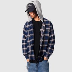 Wrap yourself in luxury with our Street Check Hooded Shirt. Made from premium materials, this shirt features a unique street check design and a cozy hood. Stay stylish and stay warm with this exclusive piece. Features: -100%;Cotton -Turndown Collar -Contrast -Plaid -Dropped Shoulder -Super Soft Fabric -Regular Fit -Unisex Style Plaid Cotton Hoodie For Winter, Winter Plaid Cotton Hoodie, Winter Plaid Tops For Streetwear, Plaid Tops For Winter Streetwear, Plaid Flannel Outerwear For Streetwear, Casual Plaid Hooded Top, Winter Streetwear Collared Flannel Shirt, Collared Flannel Shirt For Winter Streetwear, Collared Streetwear Tops For Winter