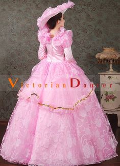 Viintage Pink Lace Southern Belle Tea Party Dress for Women   Condition: Brand New  Color: amp;nbsp; As Picture  Material: Satins And Lace  Silhouette: Ball Gown  Sleeve Length: Full Sleeve  Dresses Length:Floor-Length  Neckline:O-Neck  Decoration: Lace  Style: Vintage  Includes: Dress + Hat    amp;nbsp;    amp;nbsp; Princess Style Victorian Dress With Ruffles For Costume, Vintage Floor-length Gown For Fancy Dress, Pink Historical Costume Dress, Pink Costume Dress With Historical Design, Historical Costume Dress In Pink, Victorian Style Pink Costume Dress, Historical Costume Design Pink Dress, Vintage Long Sleeve Medieval Dress For Costume Party, Pink Fitted Victorian Dress For Costume Party