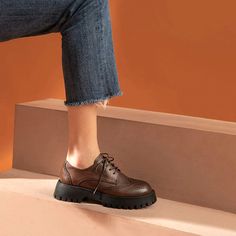 Boston Women's Round Toe Platform Oxford Shoes | Ultrasellershoes.com – Ultra Seller Shoes Brogue Shoes Women, Platform Oxford Shoes, Oxford Platform Shoes, Brogues Style, Derby Shoe, Platform Design, Oxford Platform, Brand Name Shoes, Brogue Shoes