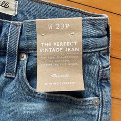 Brand New Madewell Perfect Vintage Jeans Tags Still Attached!!! (I Ordered Them Online And Didn't Return Them In Time For Refund) Size: Women's Petite 23 Details: - High Rise - Full Length - Fitted Through Hip And Thigh, Tapered Leg - Medium Wash Denim - Medium Stretch Madewell Perfect Vintage Jean, Madewell Jeans, Vintage Jeans, High Jeans, Tapered Legs, In Time, Madewell, Full Length, High Rise