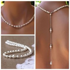 Wedding Body Jewelry, Diy Body Jewelry How To Make, Pearl Necklace For Bride, Body Accessories Jewelry, Diy Elegant Jewelry, Pearl And Crystal Necklace, Wedding Accessories For Bride Jewelry, Brides Jewelry Ideas, Diy Body Jewelry