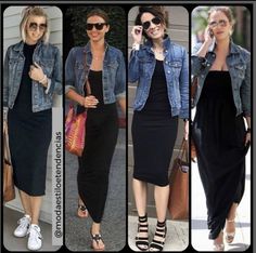 Casual Work Outfits Women, Denim Jacket Outfit, Classy Fashion, Trendy Fall Outfits, Fashion Capsule, Casual Chic Outfit, Denim Jackets, Business Casual Outfits, Black Dresses