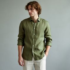 Discover the perfect summer look with our Men's Green Linen Shirt FORREST Material: Made from 100% pure, high-quality linen Sustainability: Ethically sourced and sustainable Craftsmanship: Custom tailored by expert tailors Sizing: Advanced sizing for a perfect fit, including plus sizes Details: Custom button options for added style Upgrade your wardrobe with this must-have green linen shirt. Read our Care Guide to keep your linen looking fresh. Looking for something Unique? create your own desig Green Linen Shirt, Linen Pajamas, Designer Studio, Linen Shirt Men, Mens Linen, Summer Essential, Custom Buttons, Personalized Tote Bags, Style Upgrade