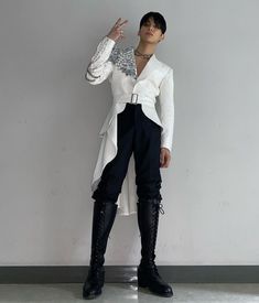 Male Kpop Idols In Suits, Unique Suits For Men Prom, Unique Suit Jacket Men, Male Gala Outfit, Flowy Male Outfit, Suit With Train, Gay Wedding Outfits, Hot Male Outfits, Masquerade Outfit Men