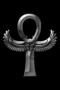 an egyptian symbol on a black background with the letter q in it's center