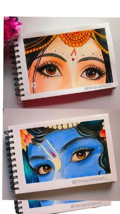 Canvas Painting Of Krishna And Radha, Best Radha Krishna Paintings, Pencil Colours Sketch, Krishna Eyes Images, Face Colour Drawing, Drawing Using Colour Pencils, Easy Drawings Of Lord Krishna, Mandala Art With Pencil Colour, Krishna Ji Eyes Drawing