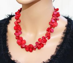 ♥ Ready to ship ♥ 100% handmade ♥ Packed in a gift box ♥ Material: Genuine Mediterranean / Italian coral beads ♥ Custom length Red coral statement necklace designed with genuine Italian teardrop coral beads. The chunky stylish elegant one of kind necklace.  Coral beads look like flower petals around the neck. Accented with blackened silver antique beads. Inspired by nature this classy, stylish, elegant necklace makes a powerful statement! Feminine and romantic, tasteful but eye-catching, it suit Red Beaded Necklace For Valentine's Day Gift, Red Beaded Necklaces For Gifts, Red Coral Necklaces For Gifts, Elegant Handmade Beaded Necklaces For Valentine's Day, Elegant Handmade Beaded Necklace For Valentine's Day, Handmade Red Coral Beaded Necklace As Gift, Unique Red Coral Beaded Necklace As Gift, Elegant Coral Beaded Necklaces For Gift, Elegant Coral Beaded Necklace For Gift