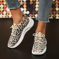 Leopard knitted flats sneakers Flat Heels, Mesh Heels, Orthopedic Shoes, Round Toe Shoes, Casual Flat Shoes, Knit Sneakers, Sneakers For Women, Sneakers Women, Shoes Woman