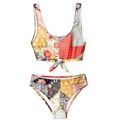 Stella Cove Toddler Girls Patchwork Design 2 Piece Tie Front Bikini Swimsuit - New With Tags - Pit To Pit Is 9.5” - Top Of Strap To Bottom Of Bikini Top Is Approx 9.25” - Across Flat Chest Is 9” - Across Flat Waist Is 9.25” - Rise Is 7” - Check Your Child’s Measurements To Ensure This Will Be A Suitable Fit Summer Patchwork Swimwear For Beach, Patchwork Swimwear For Summer Beachwear, Patchwork Beachwear Swimwear For Summer, Fitted Patchwork Swimwear For Summer, Fitted Patchwork Swimwear For Beach, Patchwork Swimwear For Poolside, Patchwork Beachwear Swimwear For Poolside, Multicolor Patchwork Swimwear For Vacation, Vacation Multicolor Patchwork Swimwear