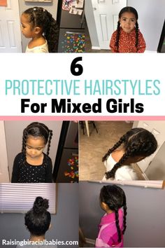 Mixed Protective Hairstyles, Protective Styles For Biracial Hair, Protective Hairstyles For Mixed Kids, Protective Styles For Mixed Hair, Hair Styles For Mixed Curly Hair, Mixed Hairstyles Kids, Mixed Hairstyles Biracial Hair, Mixed Girls Hairstyles, Girls Protective Hairstyles