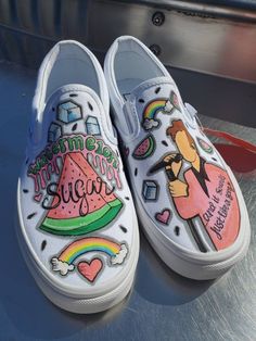 Artistic Hand Painted Slip-on Sneakers, Artistic Hand Painted Slip-on Custom Sneakers, Artistic Slip-on Sneakers With Rubber Sole, Artistic Hand-painted Slip-on Sneakers, Casual Custom Artwork Slip-on Sneakers, Artistic White Custom Slip-on Sneakers, Casual Hand Painted Slip-on Custom Sneakers, Hand Painted Slip-on Casual Sneakers, Casual Hand Painted Slip-on Sneakers