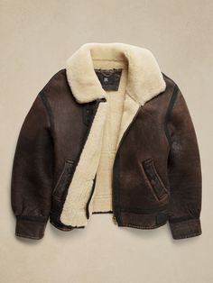 Adana Suede Aviator Jacket | Banana Republic Aviator Outfit Aesthetic, Mens Aviator Jacket, Light Winter Jacket, Cool Winter Jackets, Stylish Winter Jackets Women, Big Leather Jacket, Aviator Jacket Men, Aviator Jacket Outfit, Navy Blue Leather Jacket