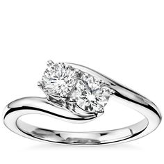 two stone diamond engagement ring in white gold