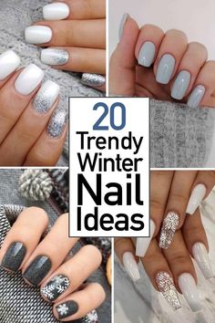 Nail Designs 2023 Trends Winter, Nail Ideas For Winter 2023, Nail Ideas Acrylic Short Winter, Simple Nail Designs Short Nails Winter, Gray And White Winter Nails, Gel Nail Winter Designs, Winter White Nails 2022, Mails For Winter 2022, Sns Dipping Powder Nails Winter 2023