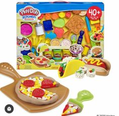 play - doh kitchen set with pizza and ingredients