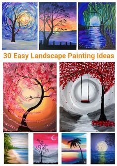 the cover of 30 easy landscape painting ideas