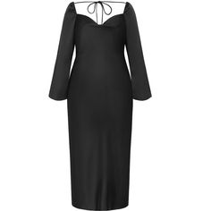 Wrap yourself with the gorgeous Lauryn Midi Dress. The open cowl neckline brings a touch of vintage glam. Along with long bell sleeves and a back tie-up fastening, this dress enhances your silhouette with ease. Bold and fiercely fashionable, no one does plus size fashion like City Chic. Loved around the globe for its diverse range of fashion-forward styles for any occasion. From show-stopping evening gowns to workwear and casualwear, City Chic will take your style to bold new heights. Available Elegant Midi Dresses, Midi Pencil Dress, Dusty Rose Dress, Dress Dusty, Maxi Dress Navy, Vintage Glam, Black Sheath Dress, Cowl Neckline, Blue Midi Dress