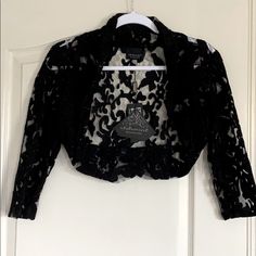 Brand New Queenspark (Australia) Long Sleeve Lace Bolero. I Bought It From Australia, Never Been Worn. Size Small. Statement Piece. This Listing Is For The Lace Bolero Only. Please Also See My Other Listing For The Matching Dress. Retail: 149.95 Chic Fitted Shrug For Night Out, Chic Shrug For Night Out, Elegant Winter Shrug For Night Out, Black Spring Evening Shrug, Fitted Black Outerwear For Party, Black Evening Shrug For Spring, Black Shrug For Evening In Spring, Elegant Black Shrug For Spring, Fitted Evening Shrug For Fall