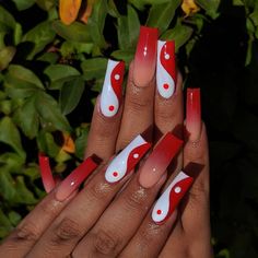 Permanent Nails Design, Short Nail Designs Red And White, Red And White Birthday Nails, Red Nails Square Medium, Red And White Nails Short, Red And White Nails Acrylic, Red Exotic Nails, Red Birthday Nails, Cute Red Nails